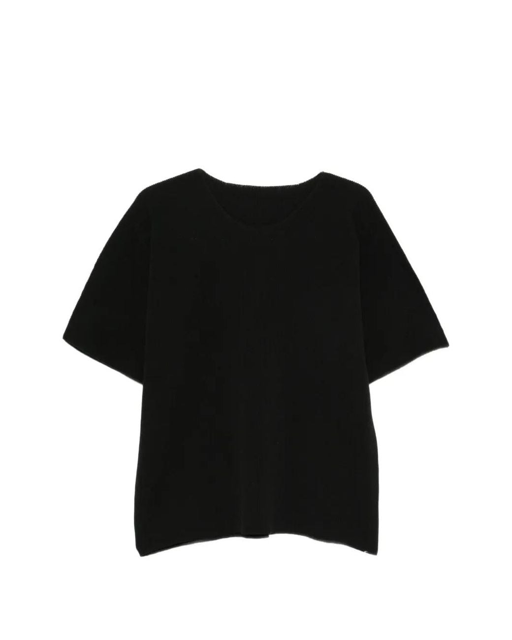 Homme Plissé Issey Miyake Black Round-Neck Short-Sleeve T-Shirt for men
