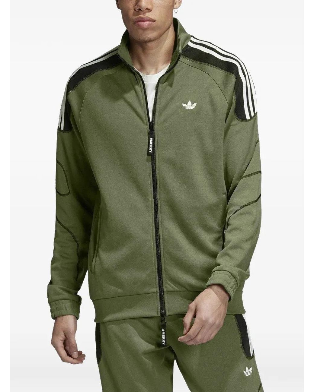 Adidas Green Logo-Detail Zip Sweatshirt for men