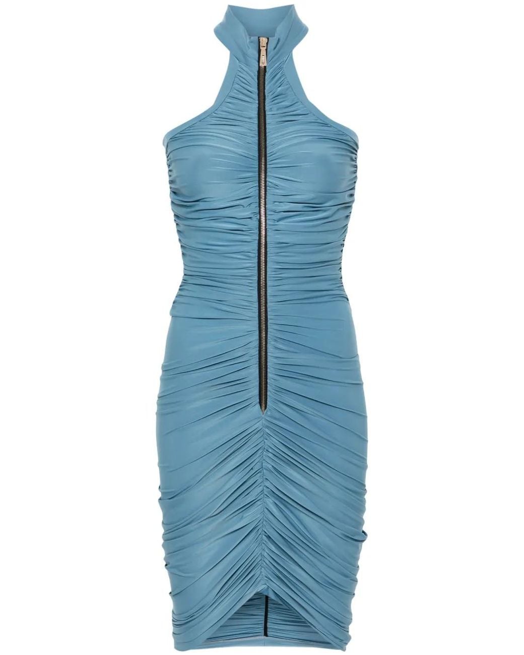 MITILIANE COUTURE Blue Draped Midi Dress