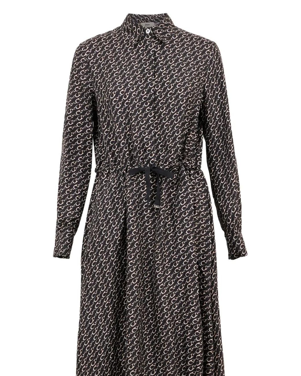 Herno Gray Printed Silk Shirt Dress