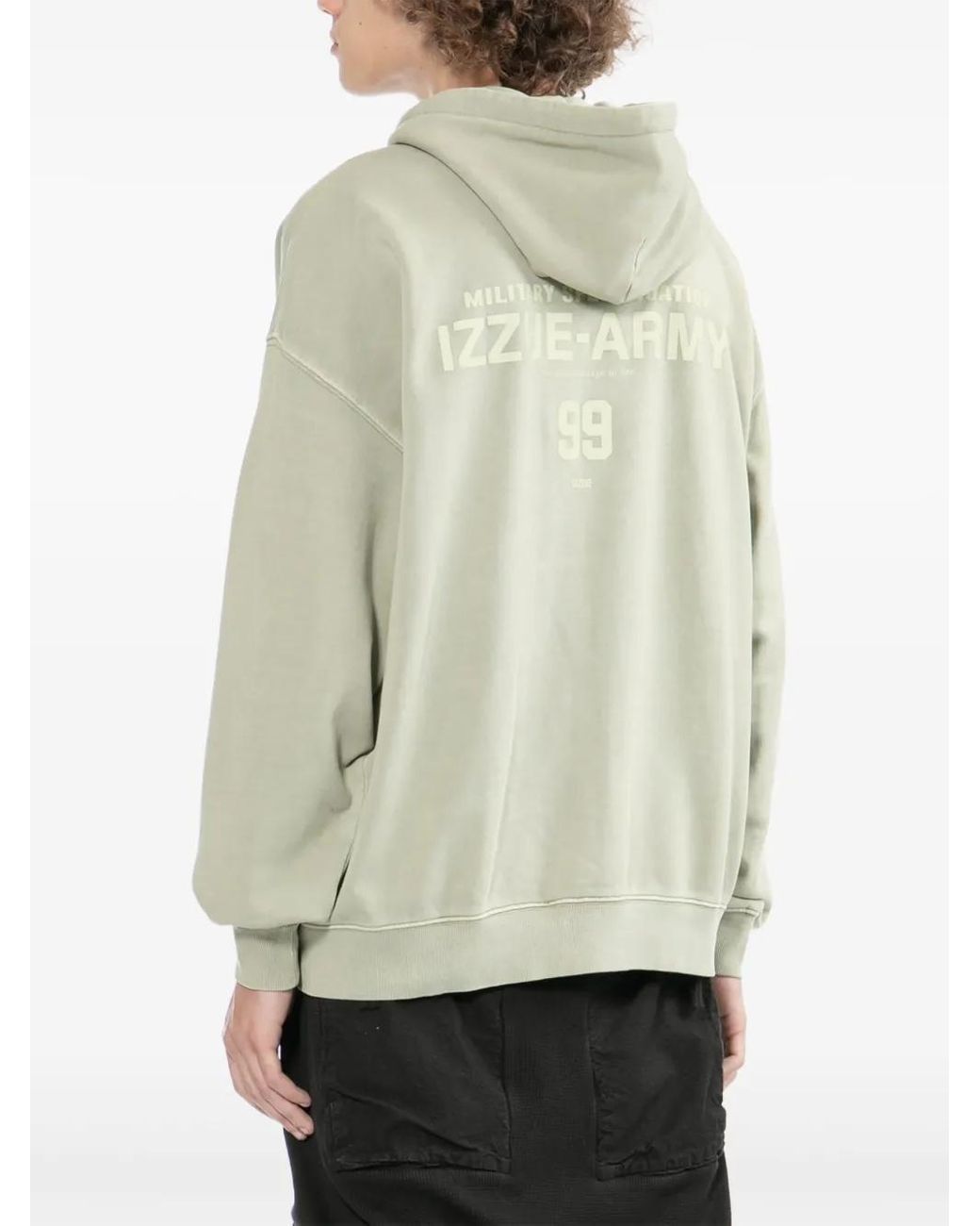 Izzue Green Logo-Embroidered Hoodie for men