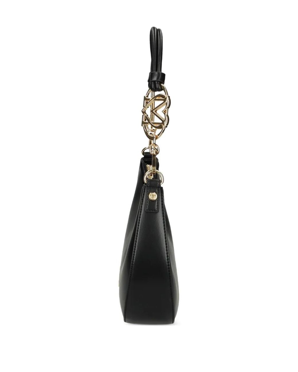 Love Moschino Black Chain-Embellished Crescent Shoulder Bag