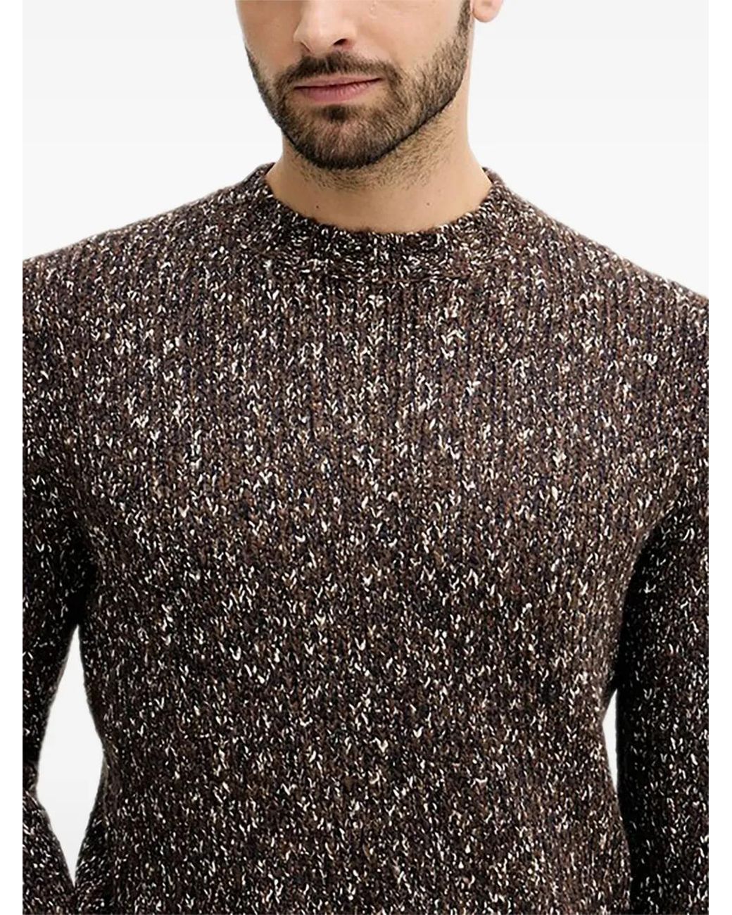 Benetton Gray Speckled Crew-Neck Sweater for men