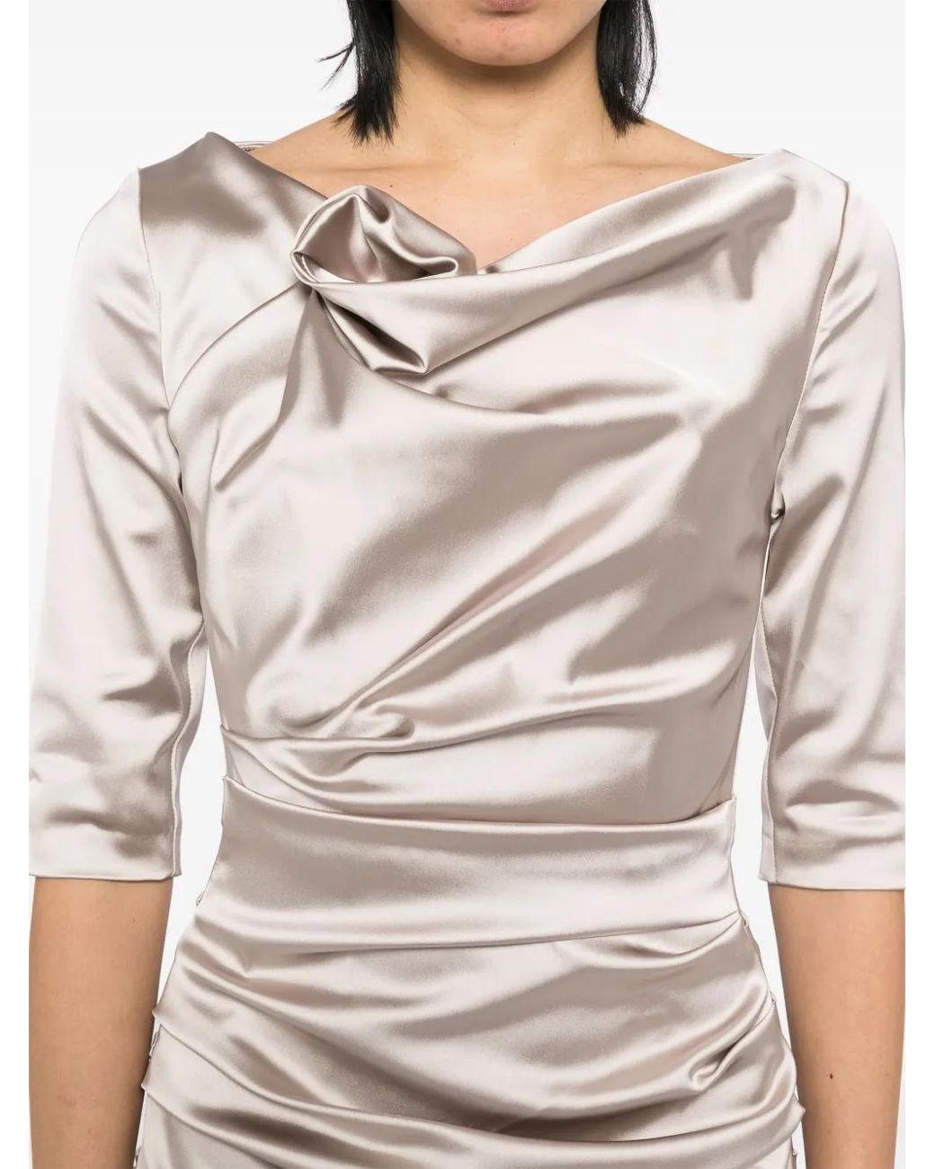 Talbot Runhof Gray Draped Detailing Dress