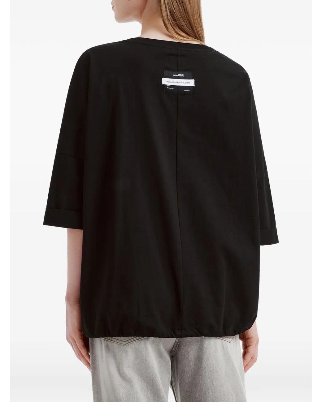 Izzue Black Gathered T-Shirt