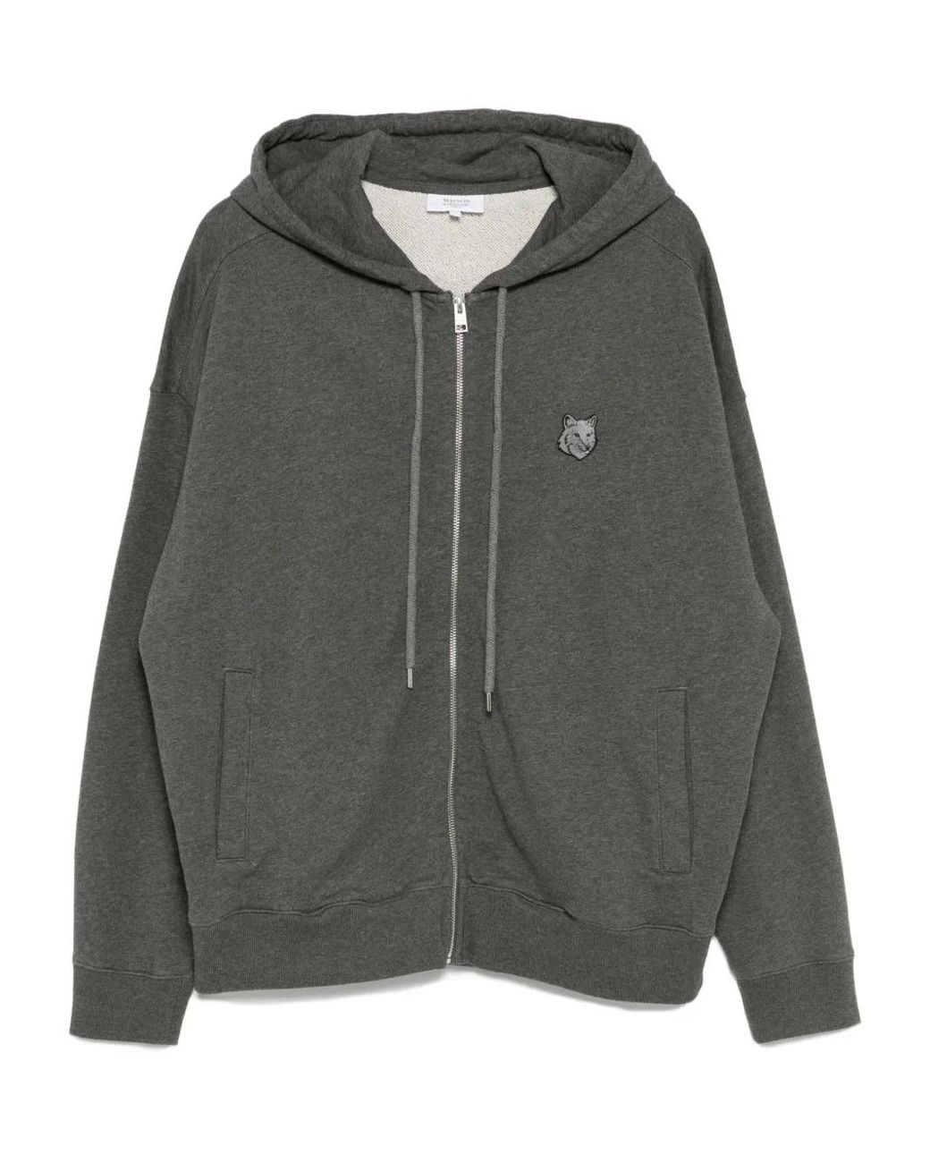 Maison Kitsuné Gray Fox Head Zipped Oversize Hoodie for men