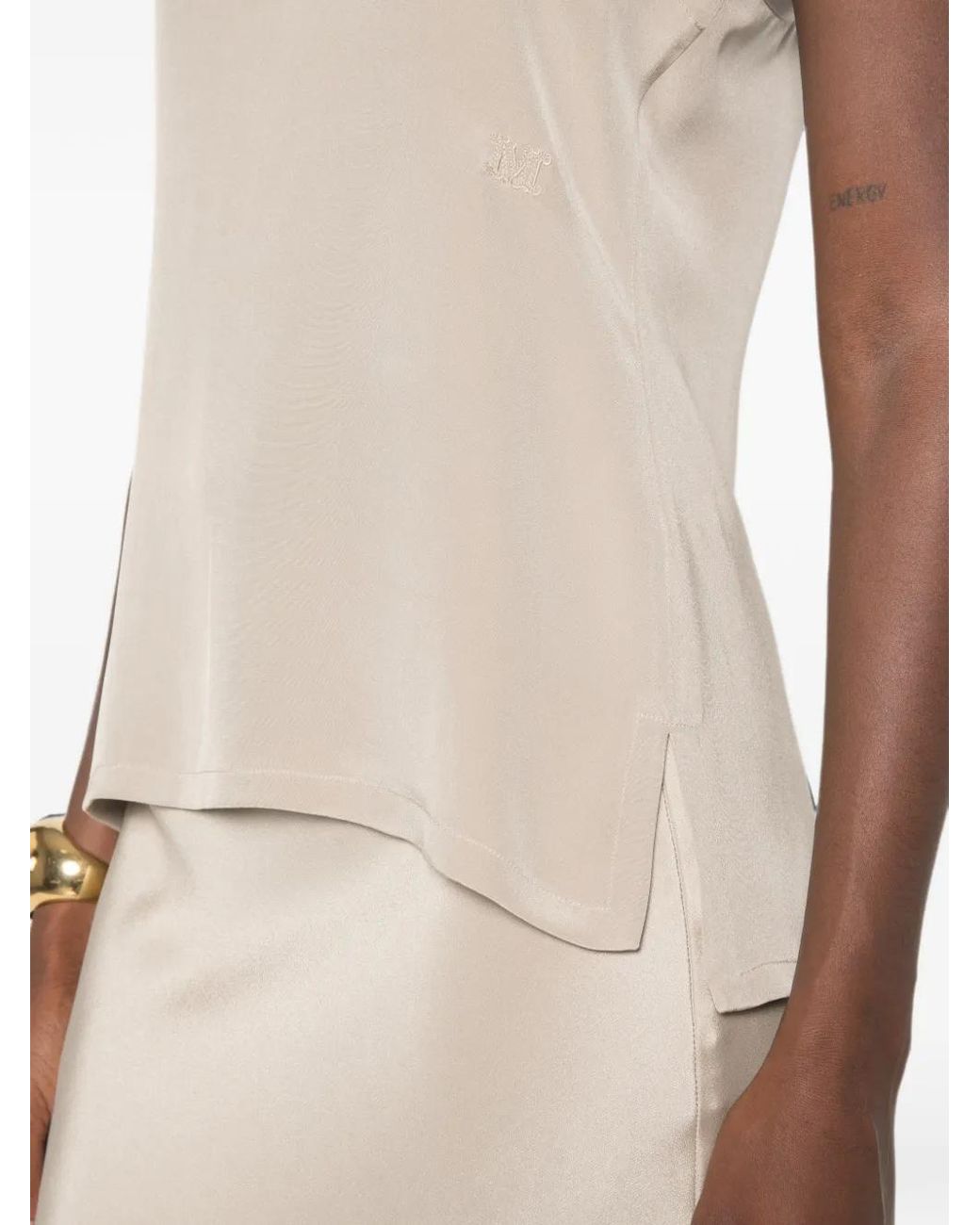 Max Mara Natural Satin-Finish Sleeveless Top