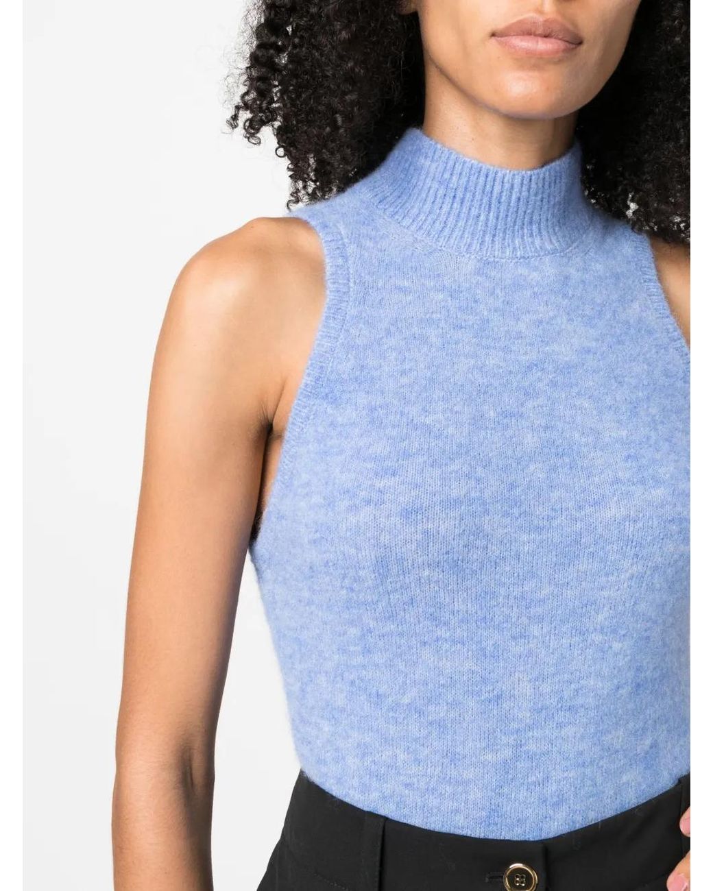 Patou Blue Mock-Neck Knitted Top