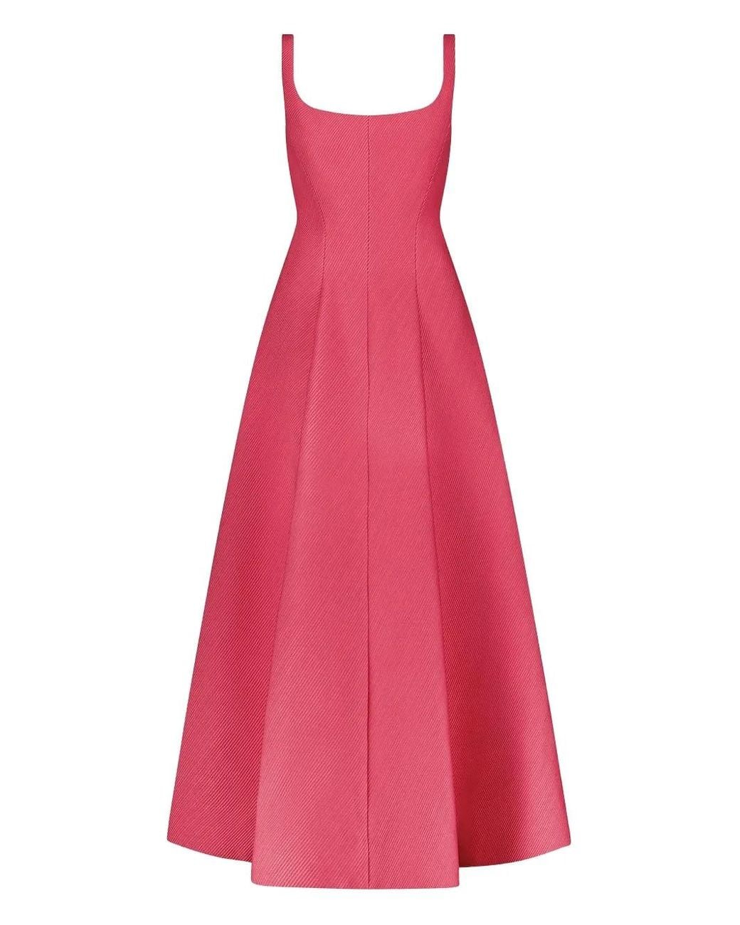 Lela Rose Pink Scoop-Neck Midi Dress