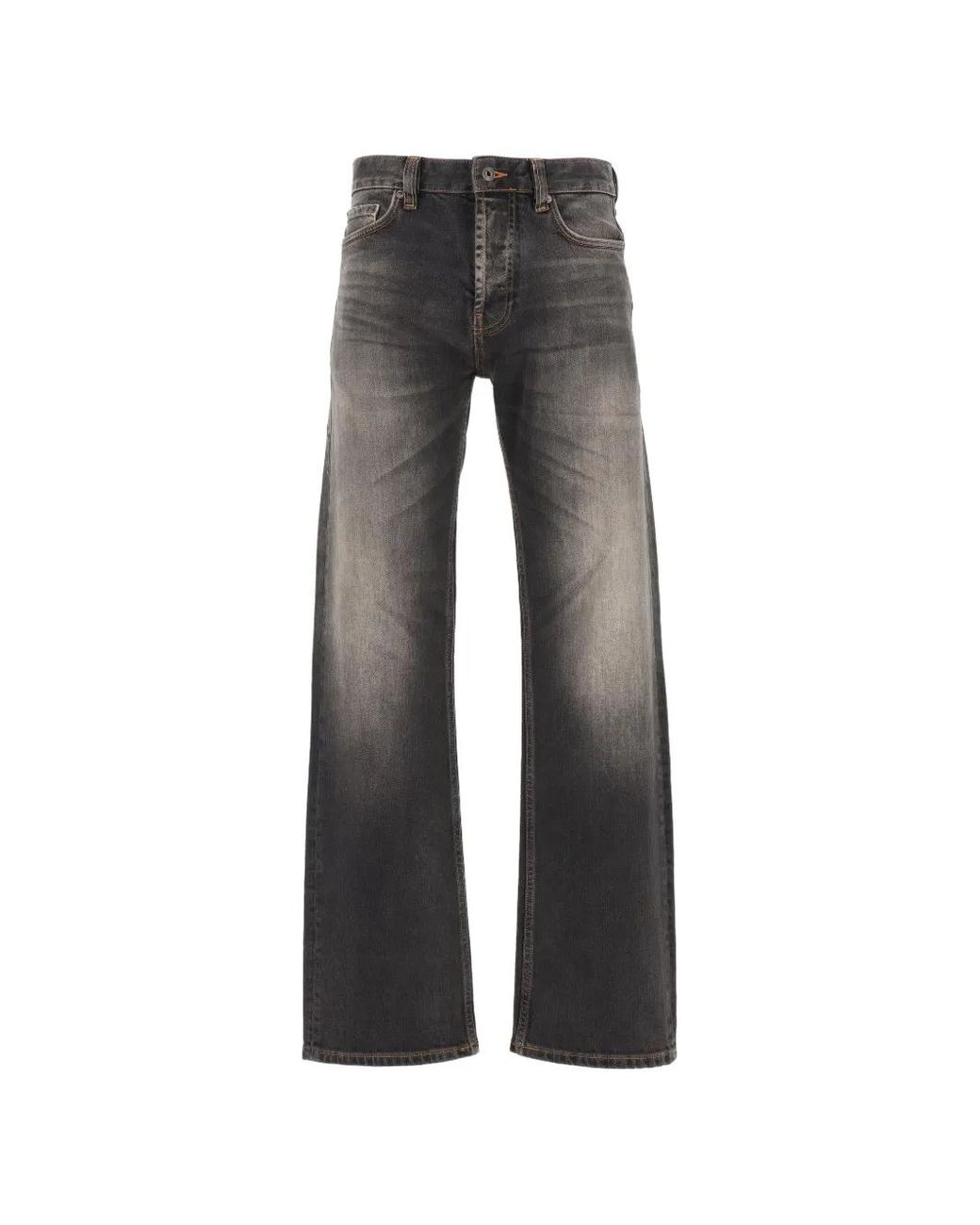 Emporio Armani Gray Straight-Leg Five-Pocket Denim Jeans With A Faded Effect for men