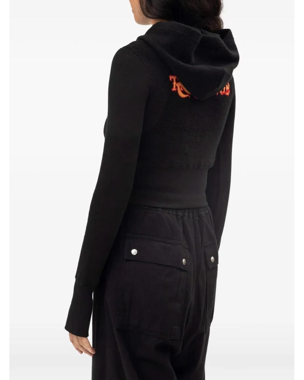THUG CLUB Black Bonnie Logo-Plaque Cropped Hoodie