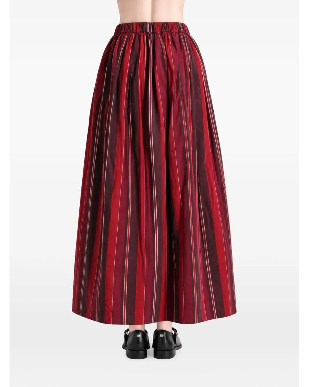 Casey Casey Red Jennie Striped Cotton Maxi Skirt