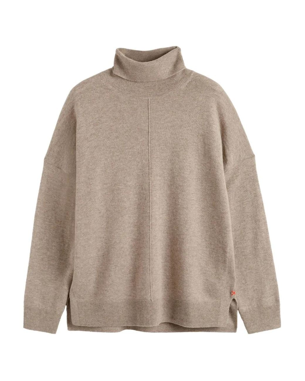 Chinti & Parker Brown Roll-Neck Side-Split Jumper