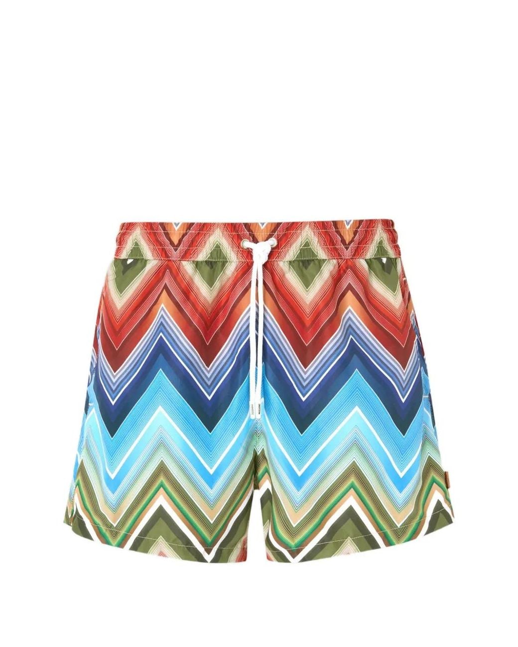 Missoni Blue Swim Shorts With Zigzag Print for men