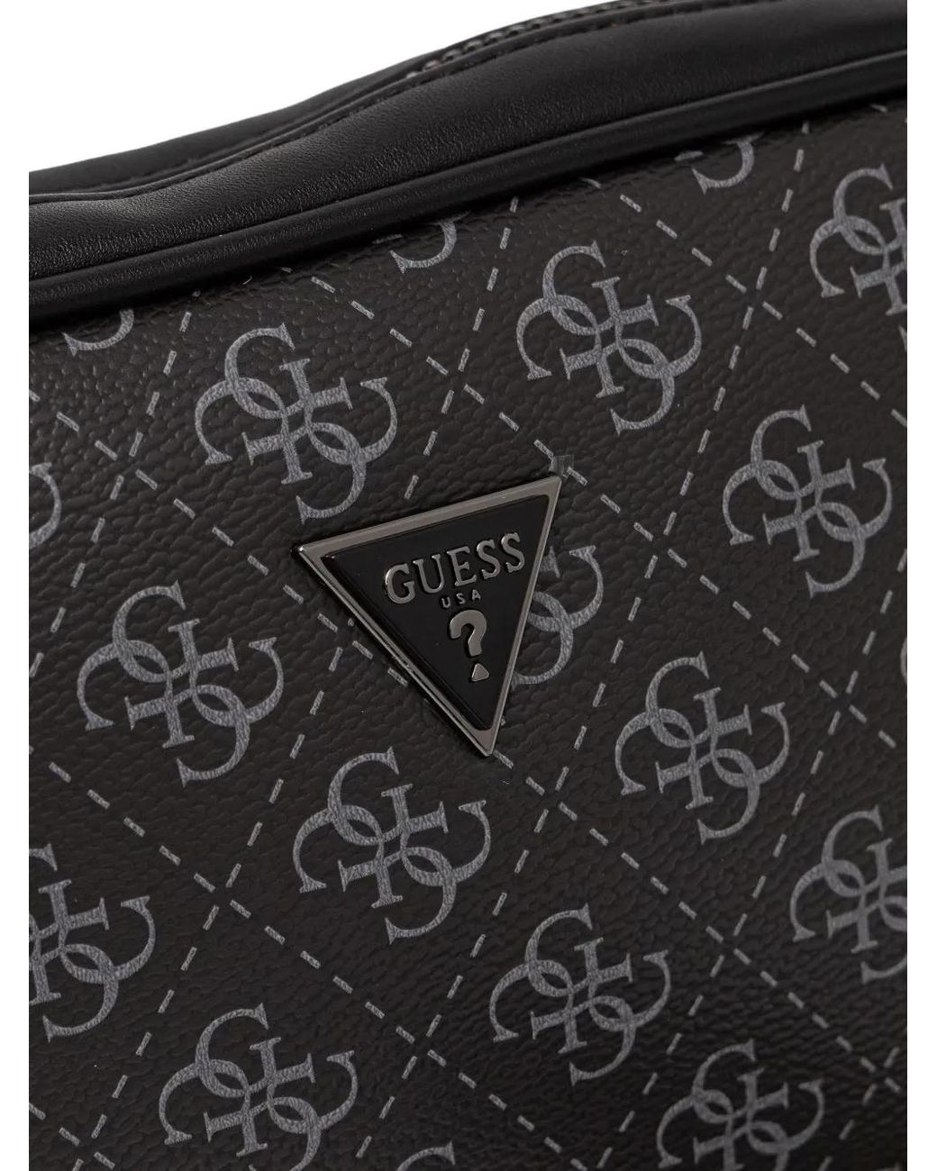 Guess Black Milano Monogram-Print Quilted Messenger Bag for men