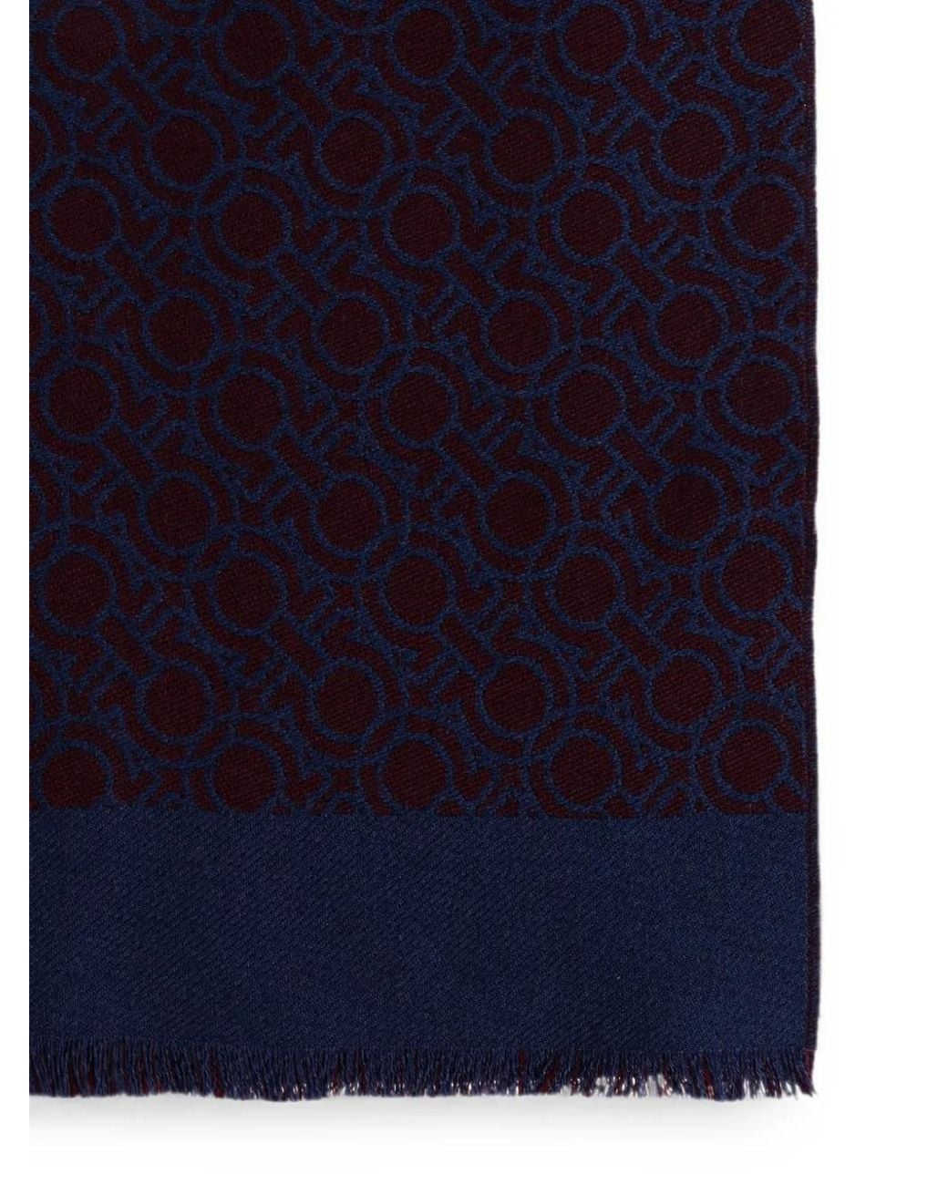 Ferragamo Blue Écharpe À Motif Gancini for men
