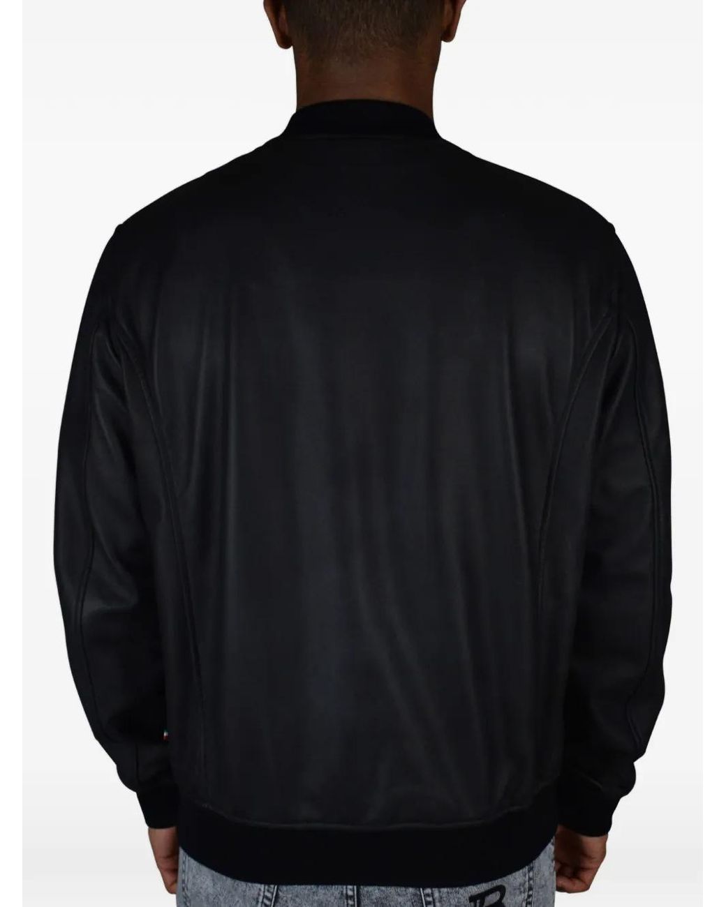 Philipp Plein Black Logo-Plaque Bomber Jacket for men