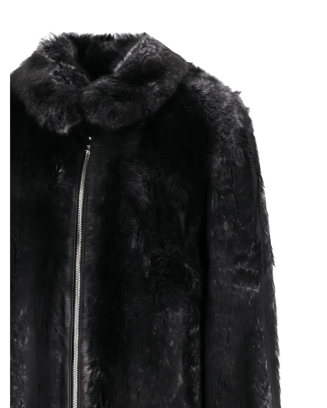 Desa Nineteenseventytwo Black K15182 High-Collar Shearling Jacket