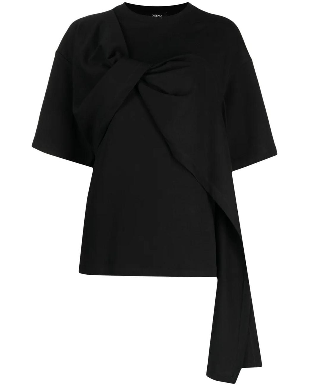 Goen.J Black Twist-Detail Cotton T-Shirt