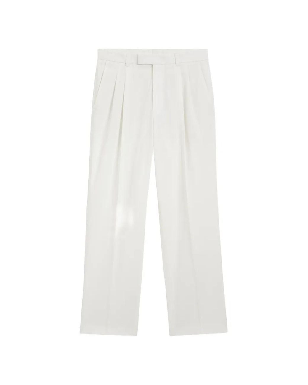Boss White Pleated Relaxed-Fit Tailored Trousers for men