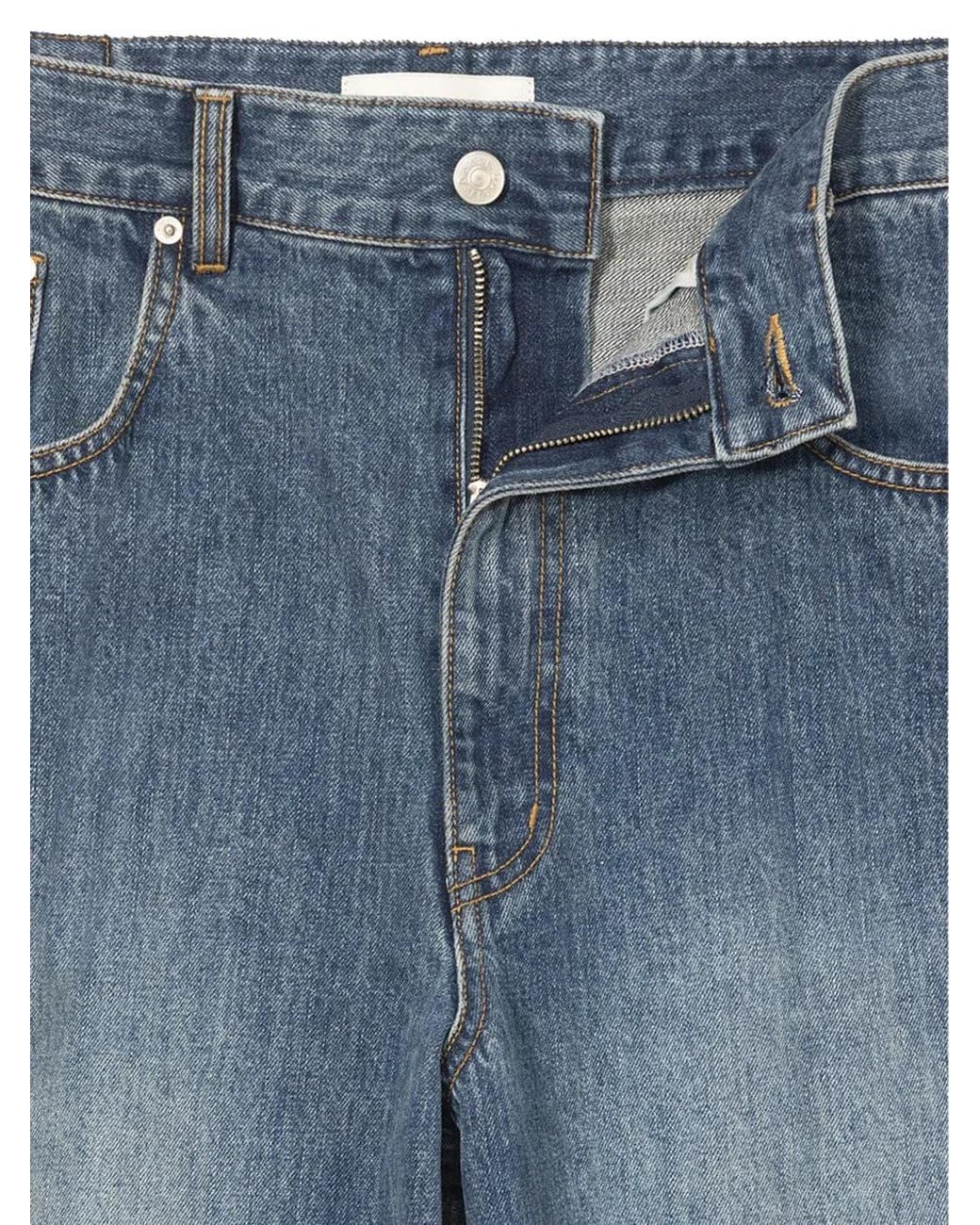 DUNST Blue Relaxed Curved Wide-Leg Jeans for men
