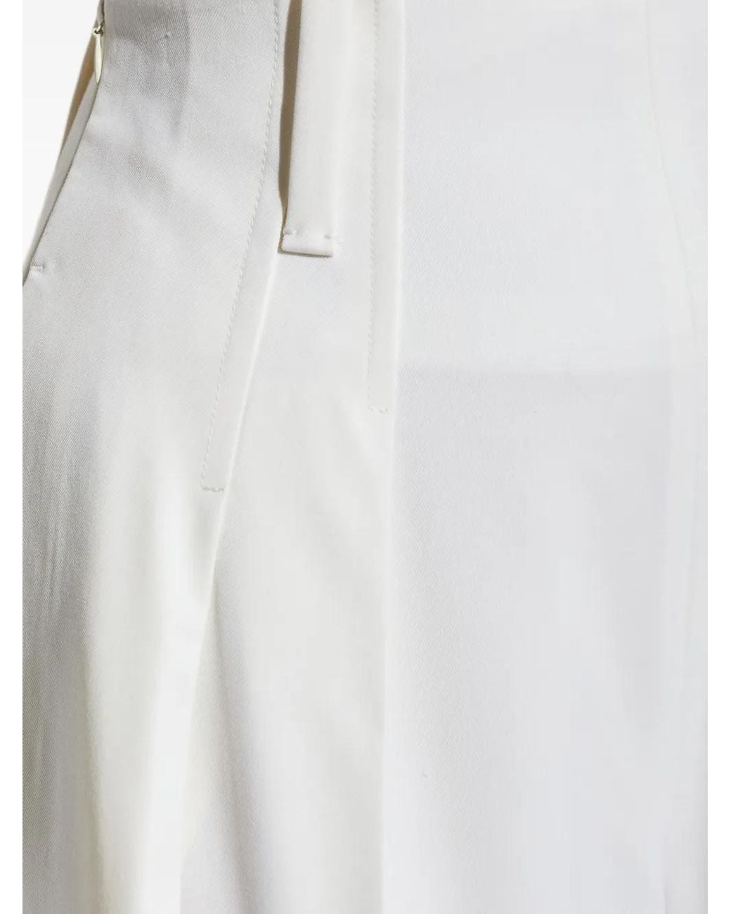 Victoria Beckham White Pleated Wide-Leg Trousers