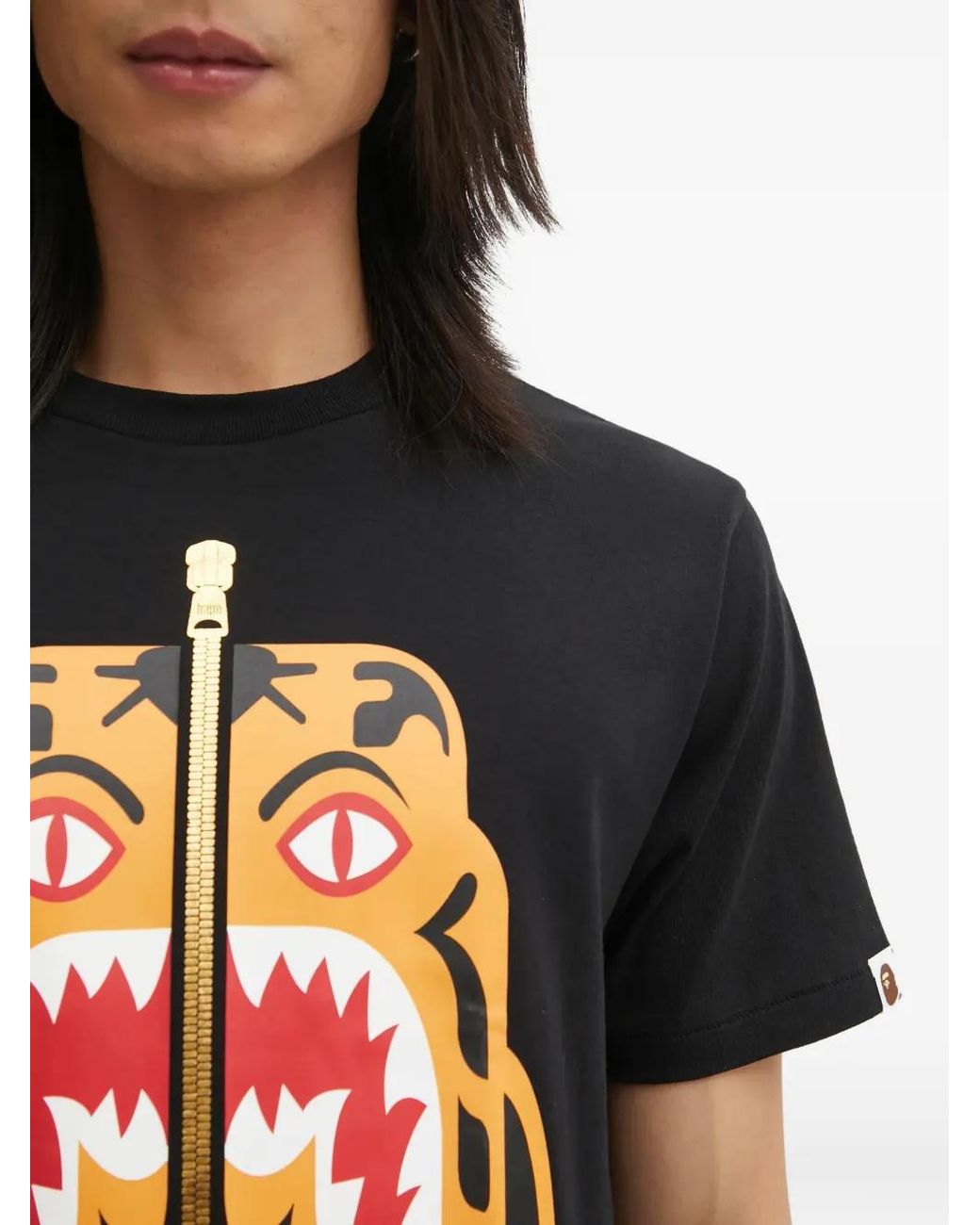 A Bathing Ape Black T-Shirt À Imprimé Colors Tiger for men