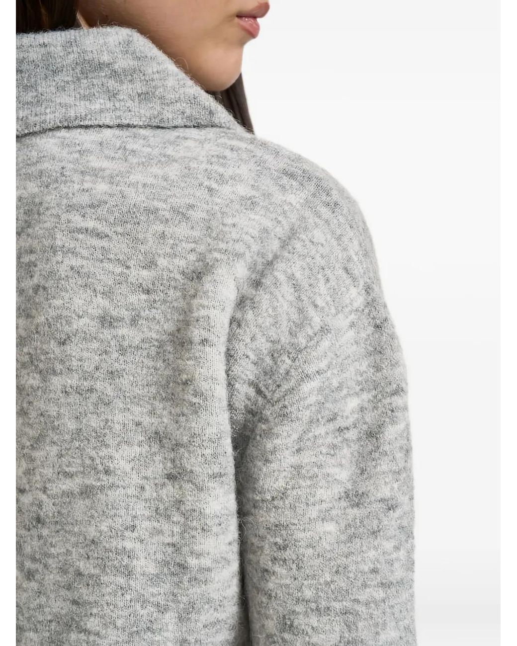 Patrizia Pepe Gray Spread-Collar Knitted Sweater