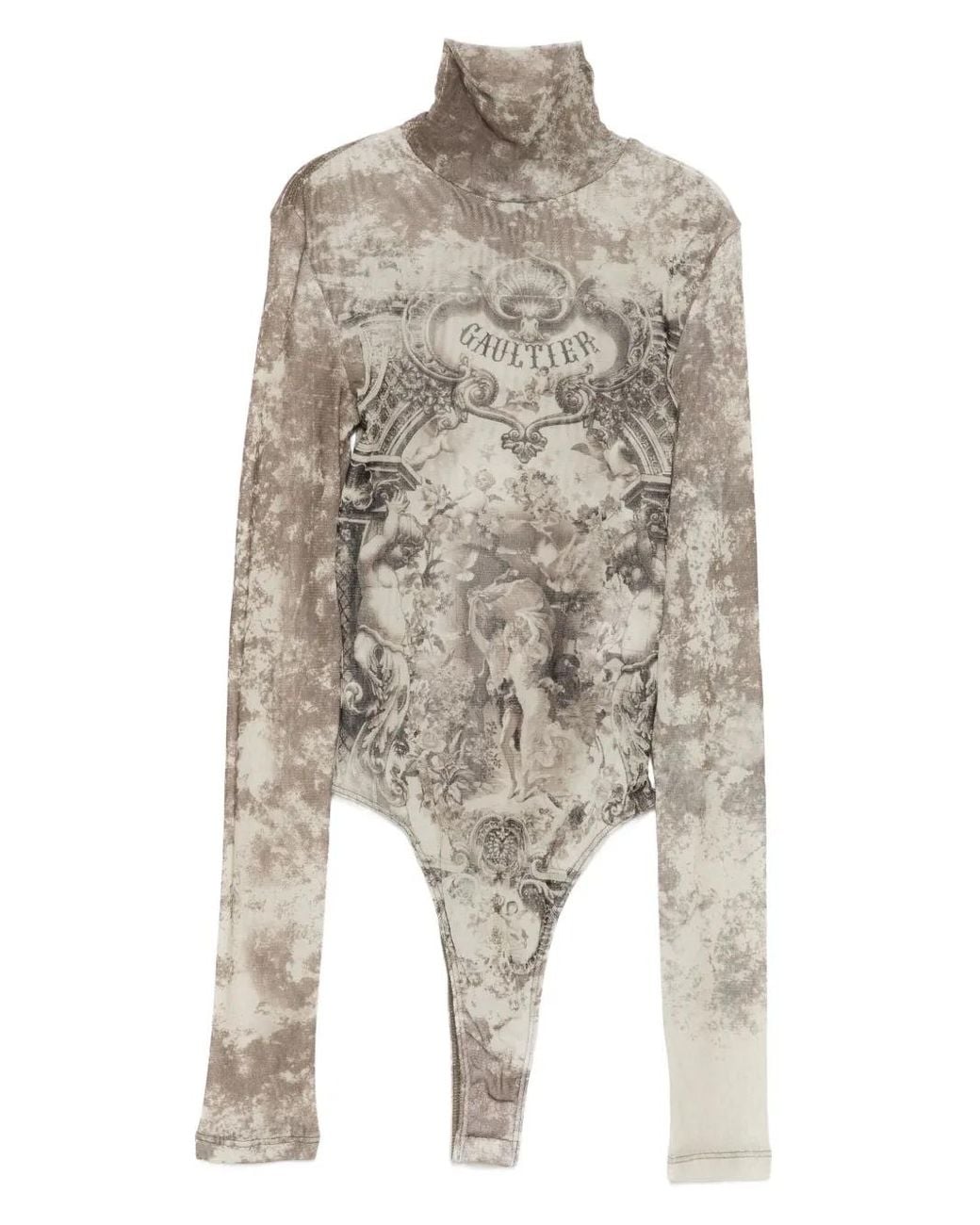 Jean Paul Gaultier White Médaillon-Print Bodysuit