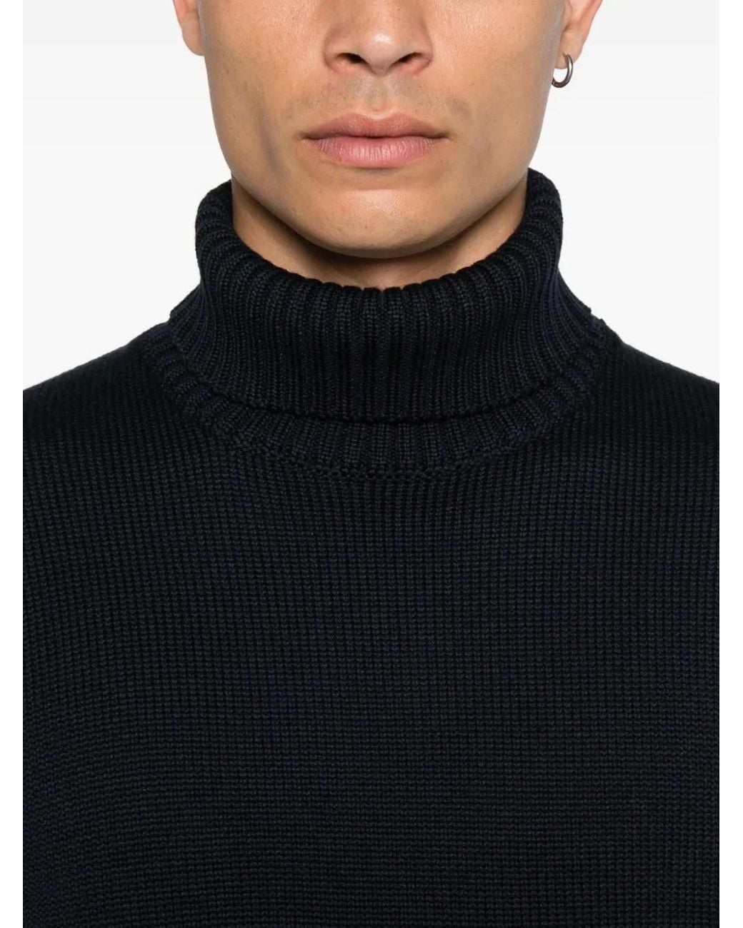 Jersey De Lana Con Cuello Alto Zanone de hombre de color Black
