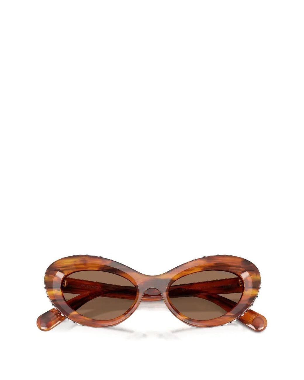 Swarovski Brown Crystal-Embellished Tortoiseshell-Effect Sunglasses
