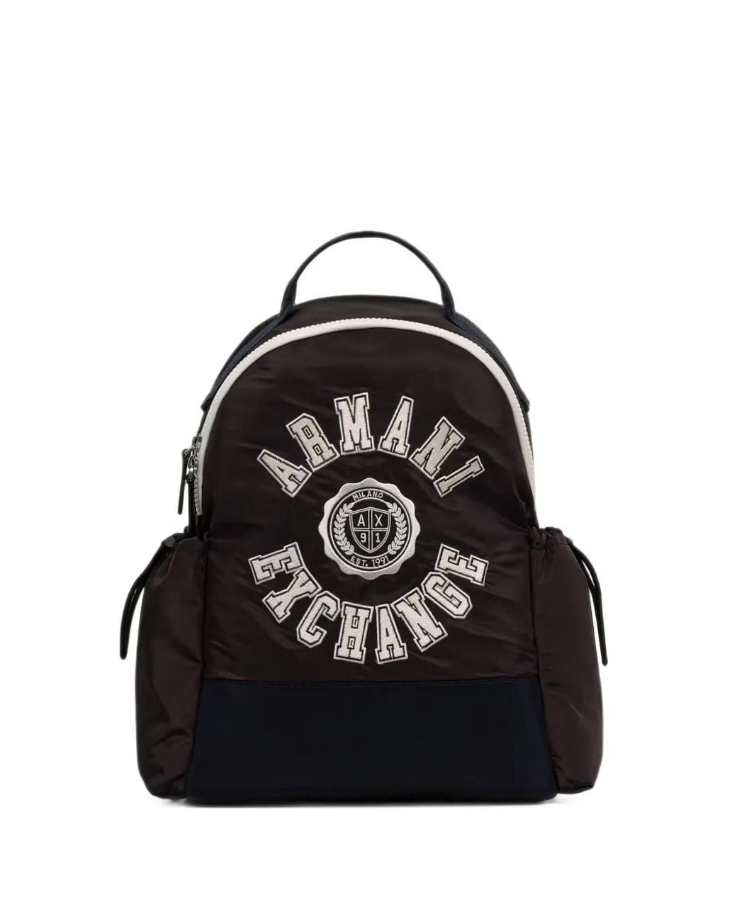 ARMANI EXCHANGE Black Logo Panelled Backpack for men