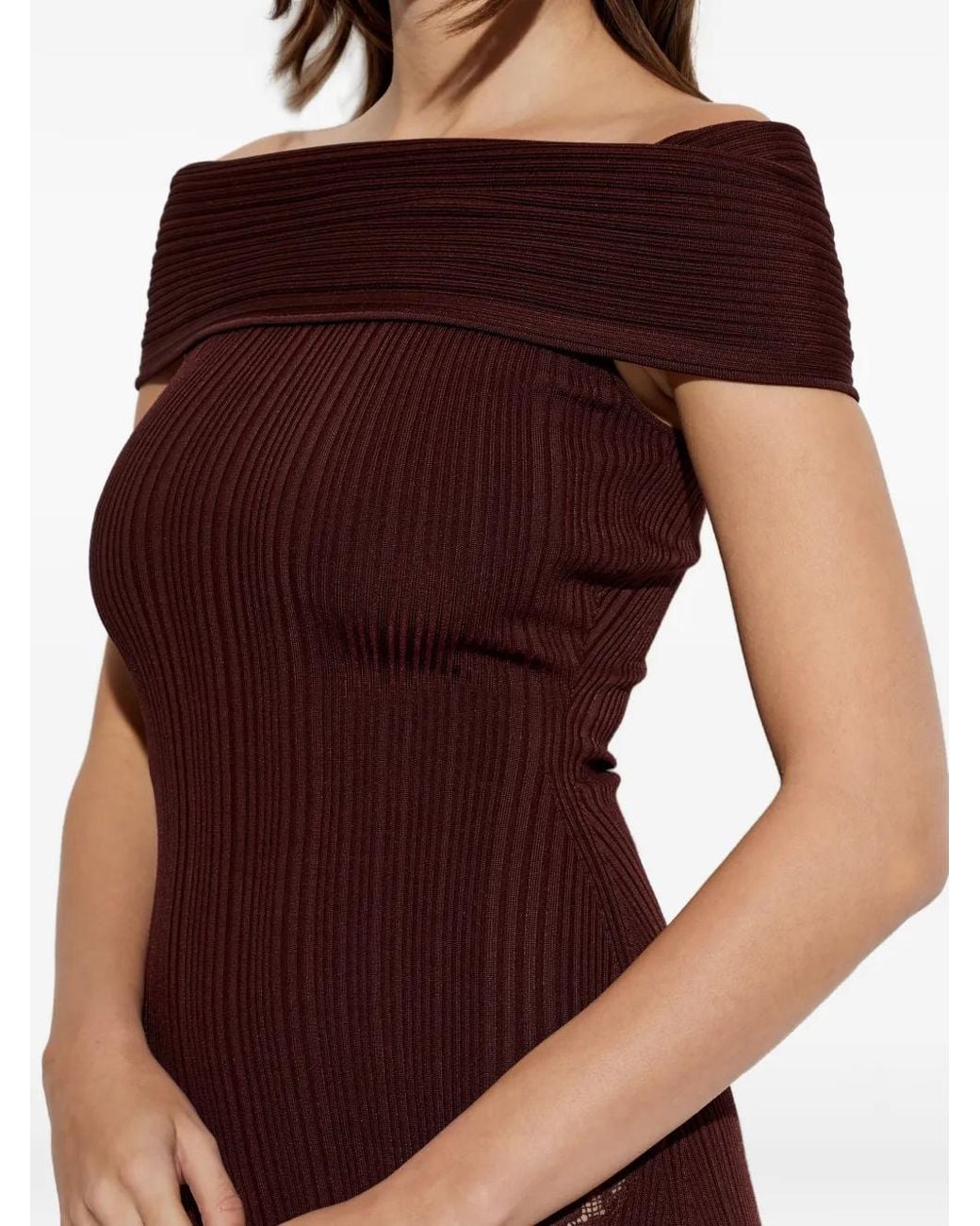 Self-Portrait Purple Ribbed Dress