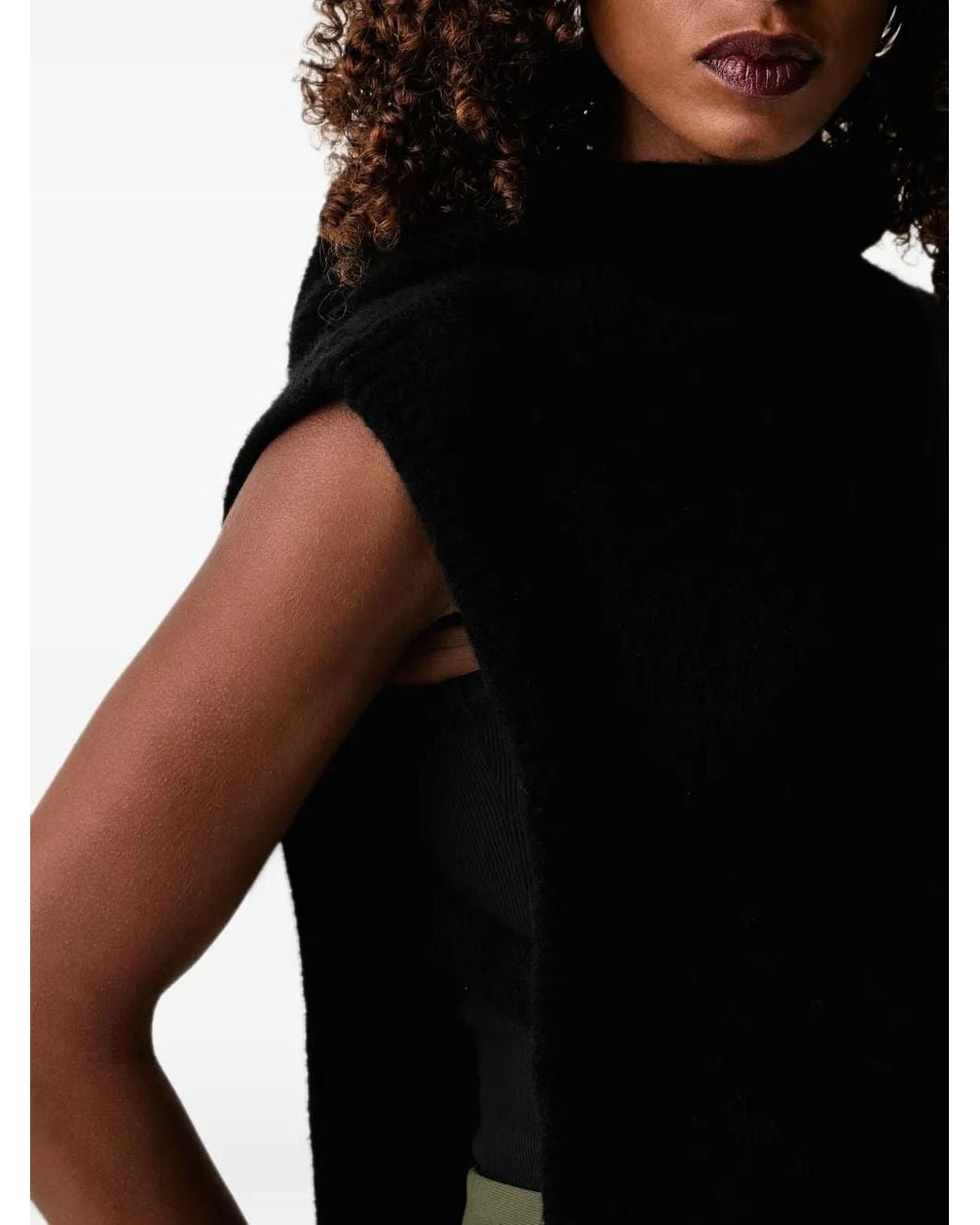 Patrizia Pepe Black Hooded Knitted Vest