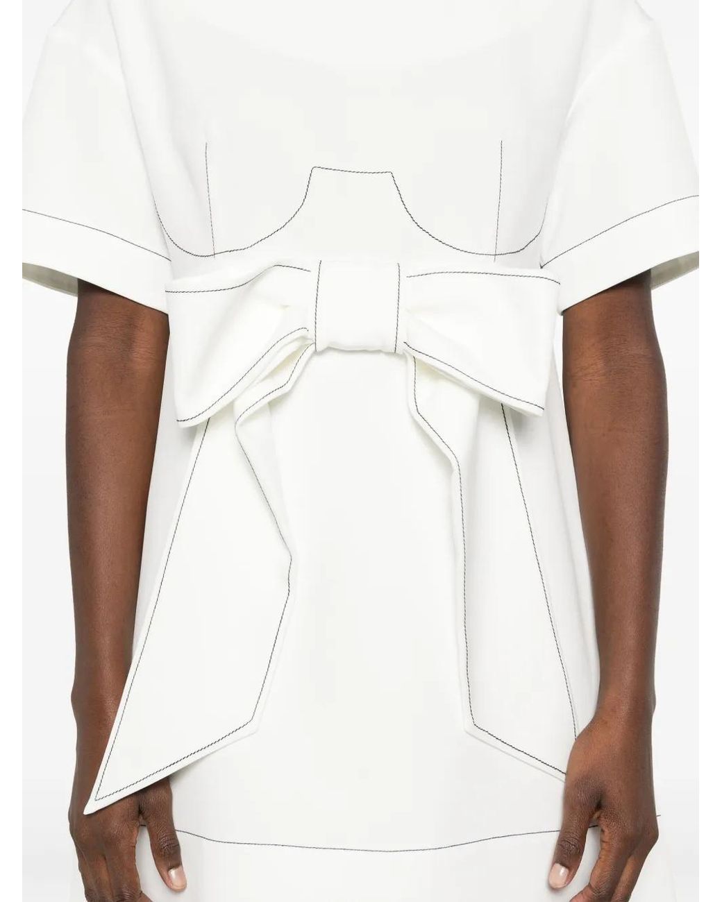 Parlor White Contrast-Stitching Mini Dress
