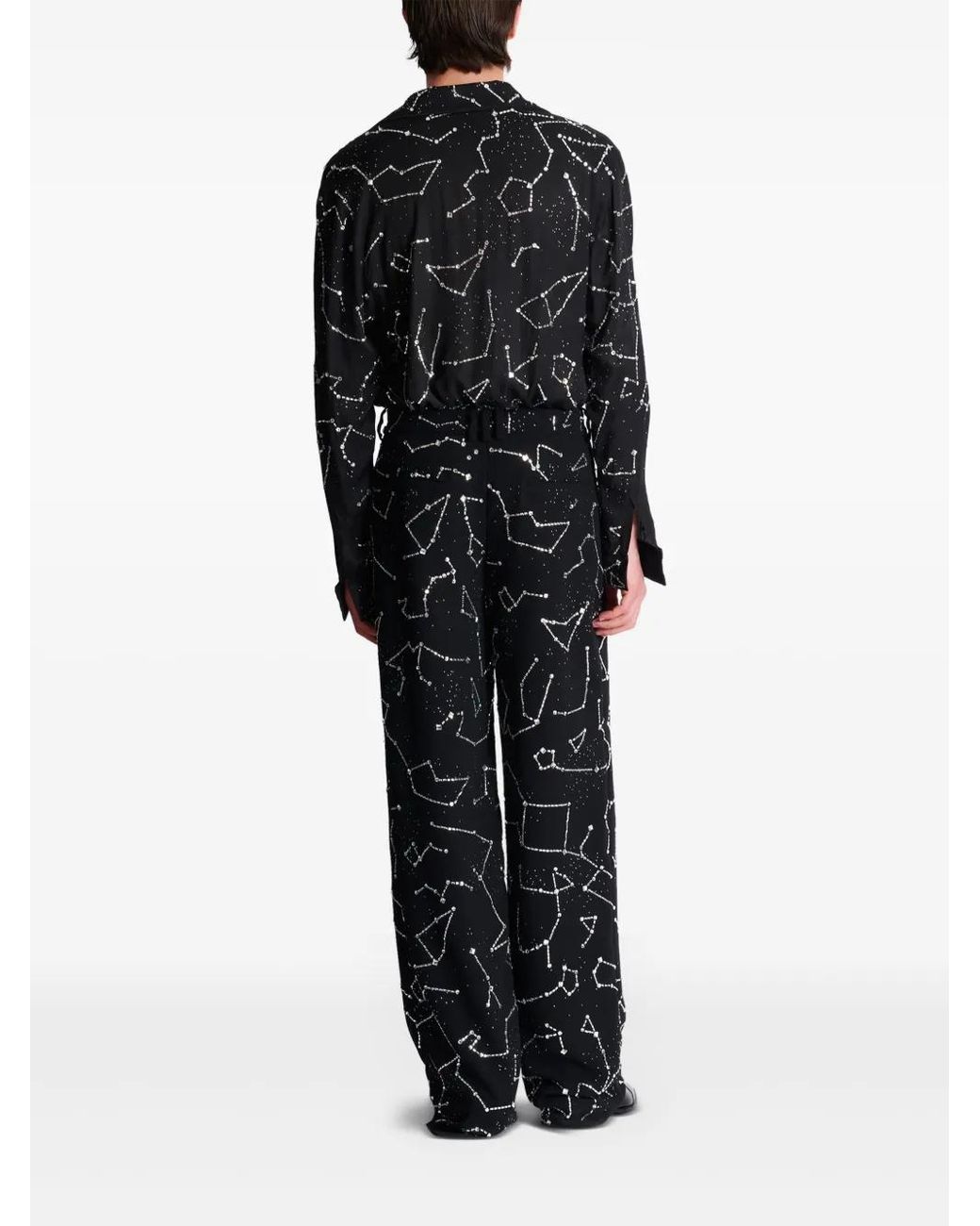 Balmain Black Constellation Embroidered Trousers for men