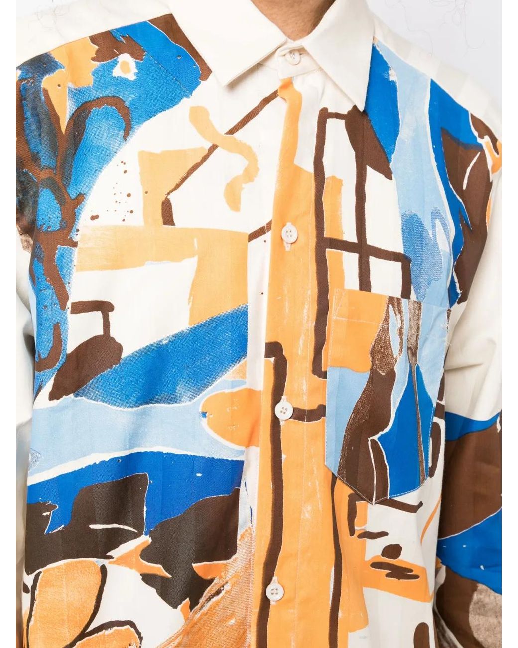 BETHANY WILLIAMS Blue Graphic-Print Cotton Shirt for men