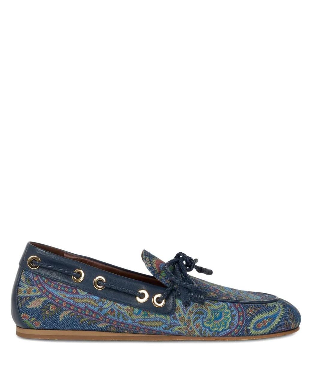 Etro Blue Cotton Calf Goat Shoes