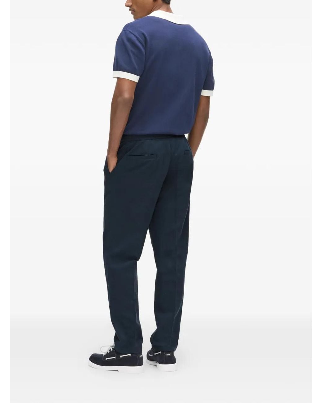Karl Lagerfeld Blue Elasticated Linen Pants for men