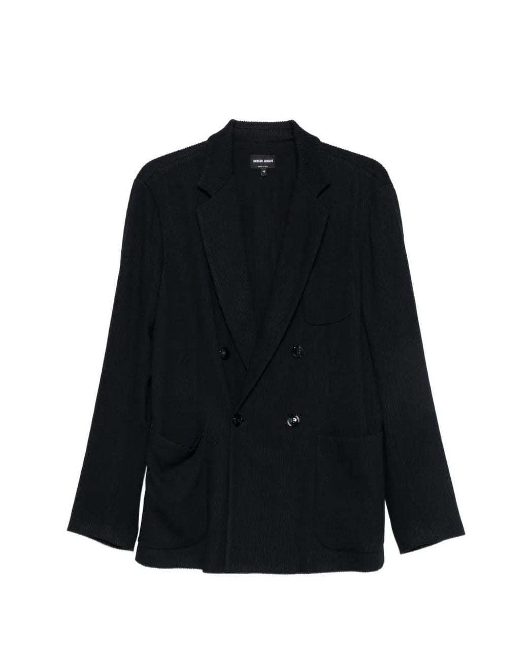 Giorgio Armani Black Blazer Côtelé À Boutonnière Croisée for men