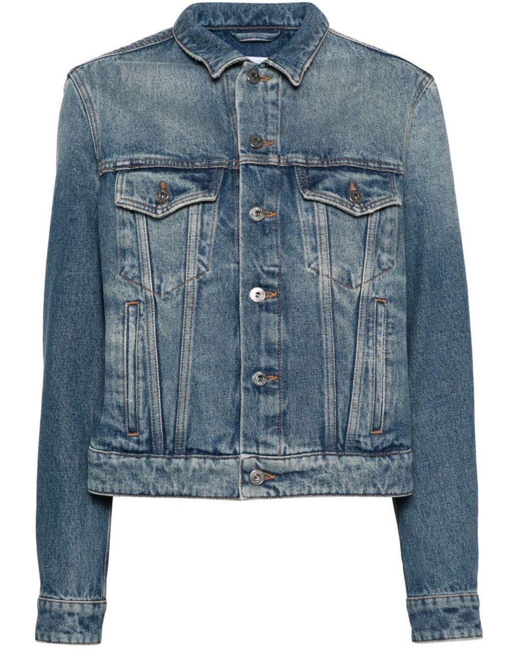 Off White c o Virgil Abloh Distressed Denim Jacket in Blue Lyst UK