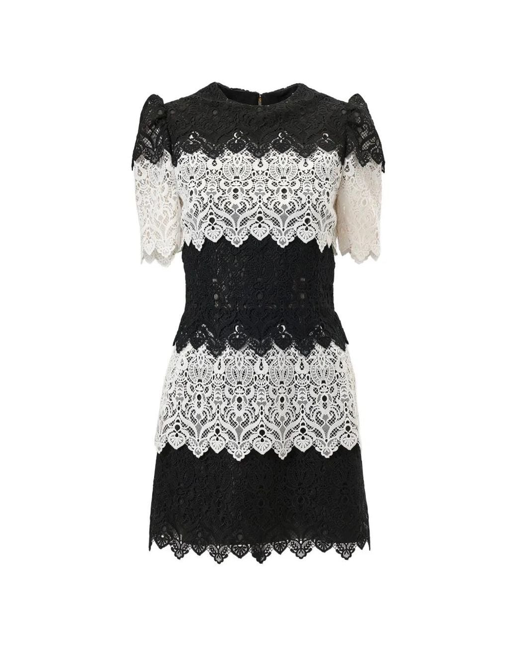 Carolina Herrera Black Lace-Trim Mini Dress