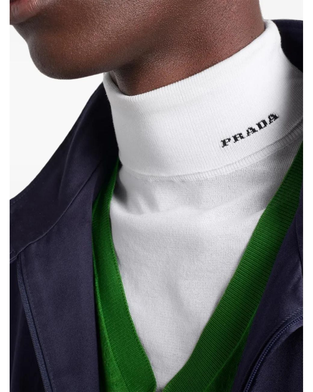 Prada White Cotton Turtleneck Sweater for men