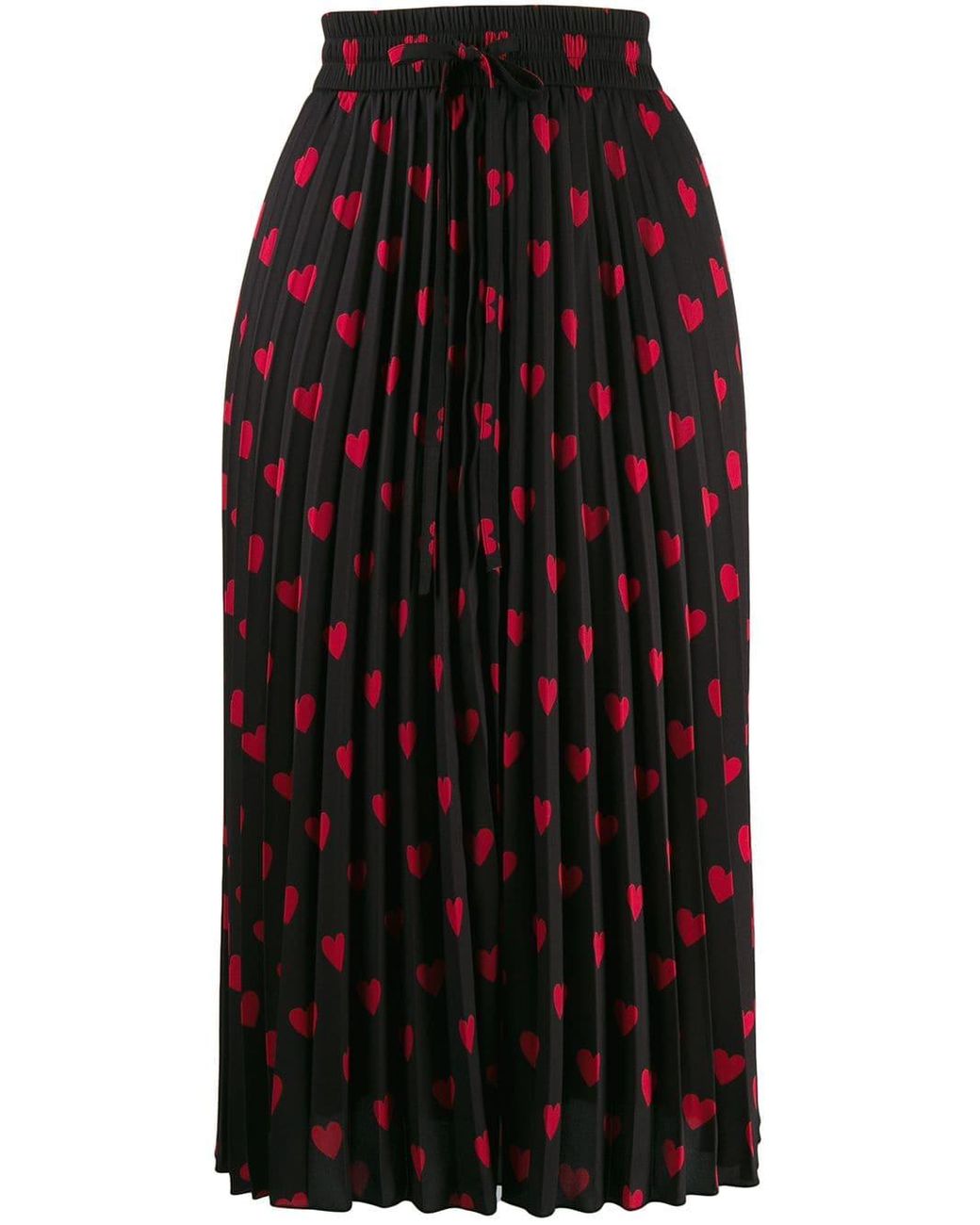 RED Valentino Heart Pleated Midi Skirt in Black | Lyst
