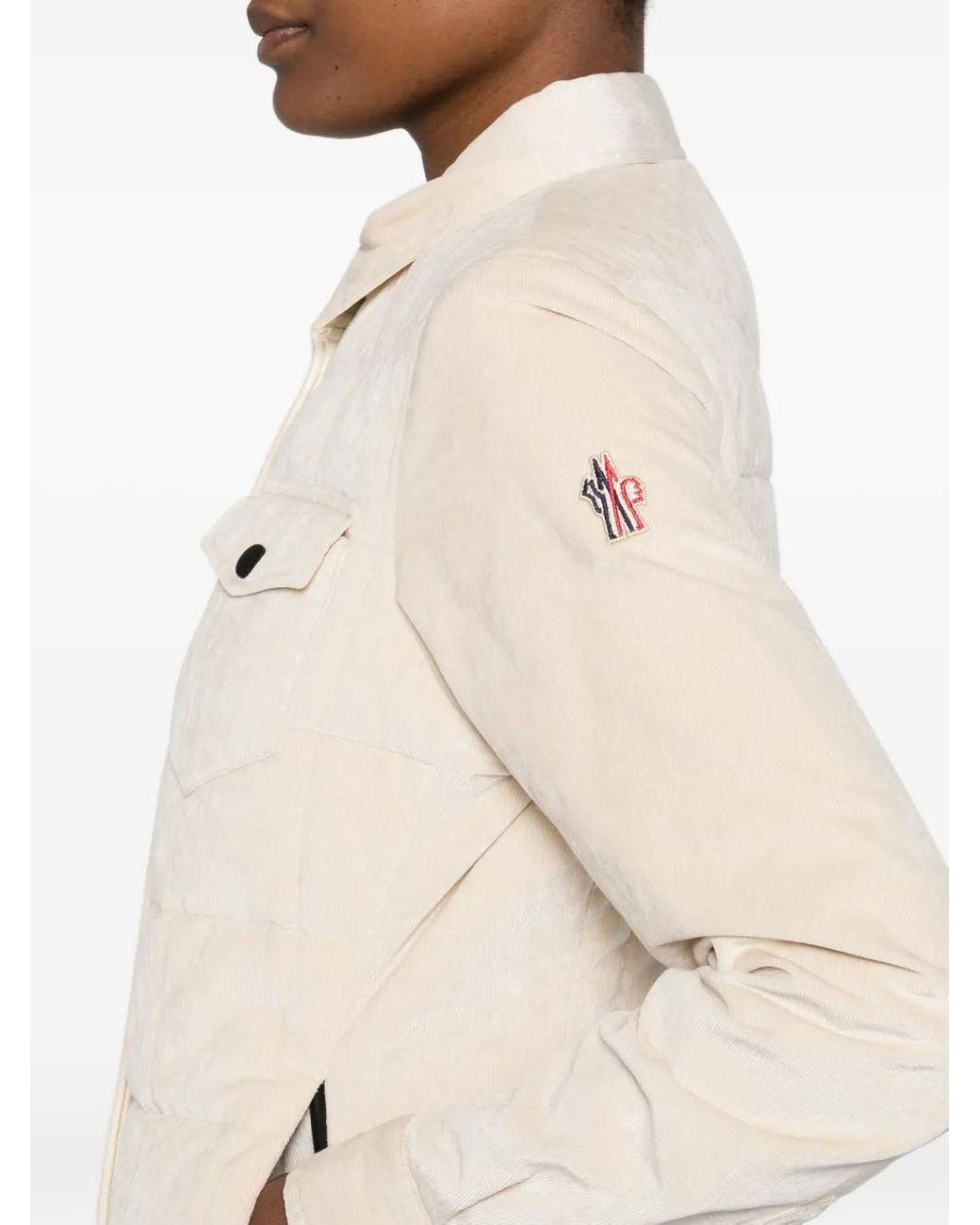 Moncler Natural Gesteppte Jacke Mit Logo-Patch