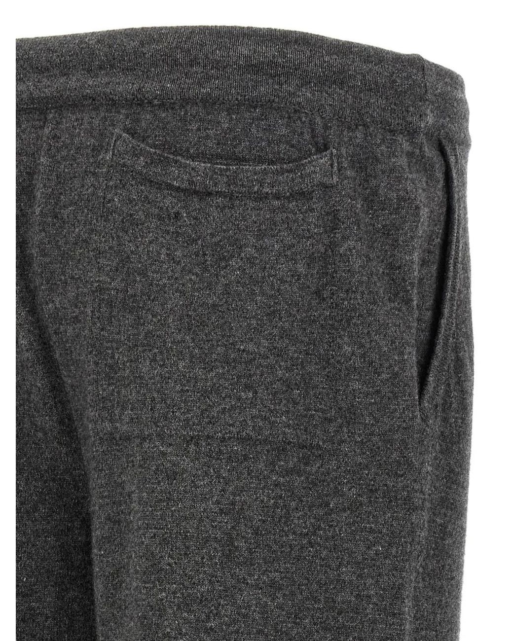 LARMERI STUDIO Gray Pantalon En Maille À Lien De Resserrage