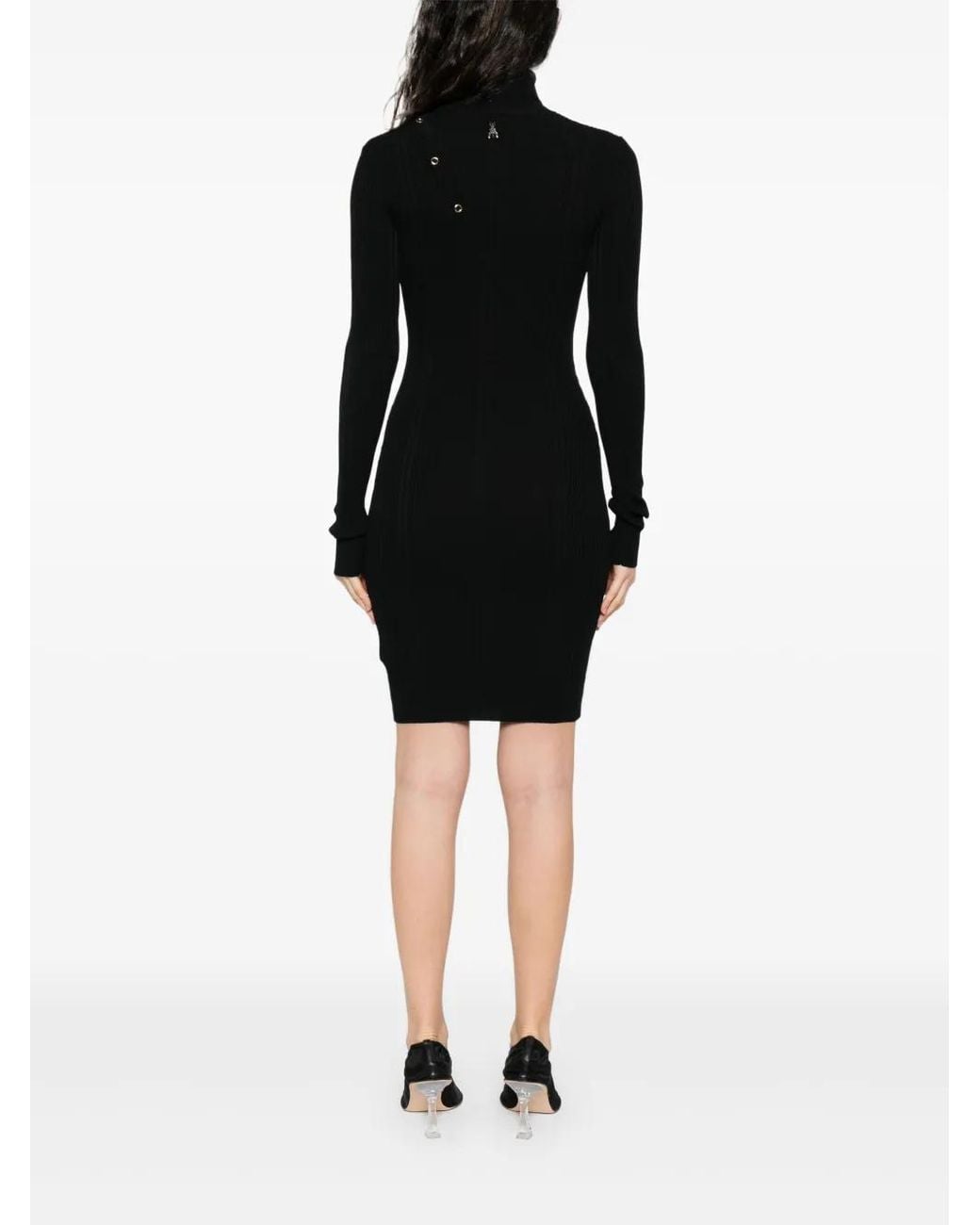 Patrizia Pepe Black Ribbed-Knit Dress