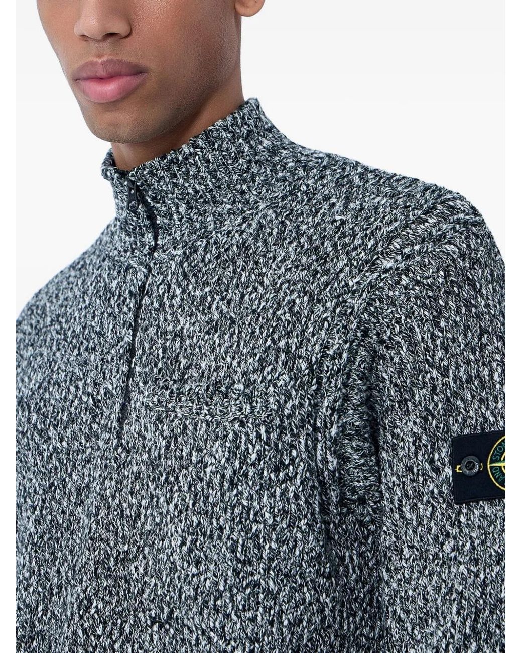 Stone Island Blue Half-Zip Sweater for men