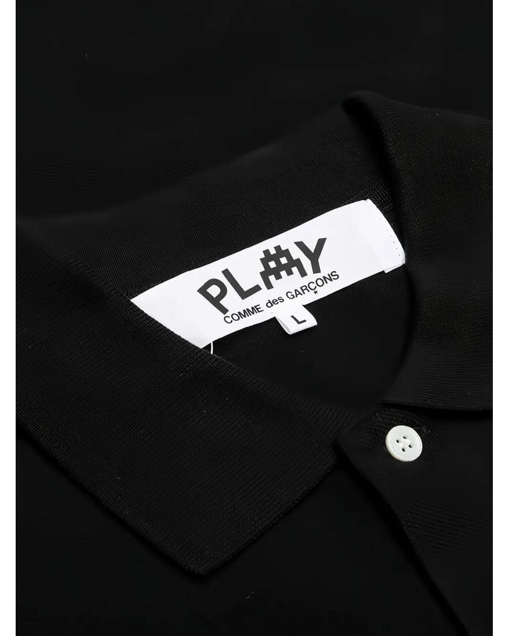 COMME DES GARÇONS PLAY Black X Invader Pixel-Heart Polo Shirt for men