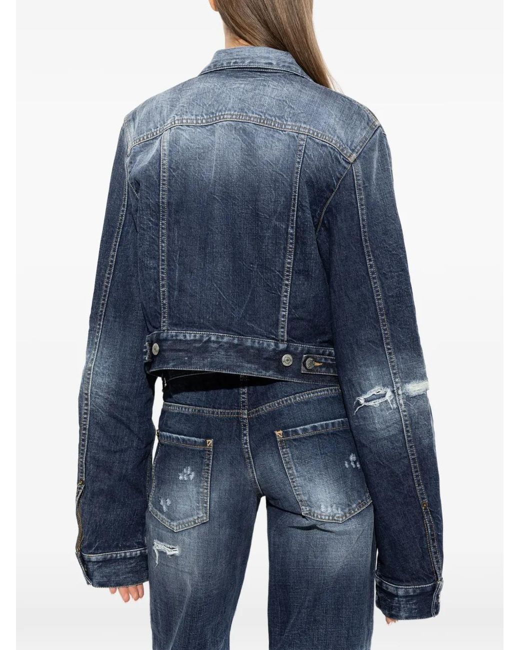 DSquared² Blue Veste En Jean À Effet Usé
